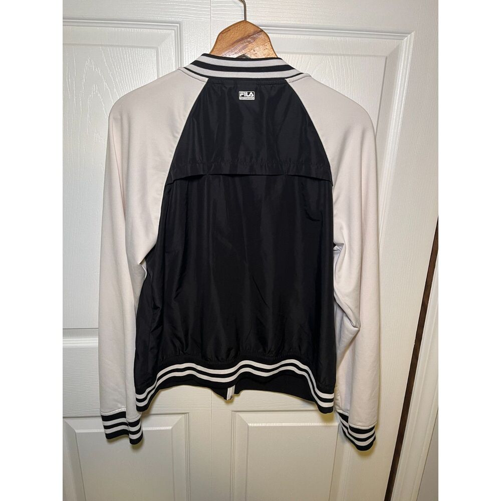 Fila Sport Womens XL Black White Zip Up Athletic Track Jacket Activewear - Picture 3 of 4